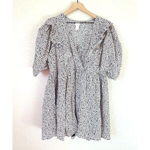 H&M Ditzy Floral V Neck Puff Sleeve Mini Dress Large